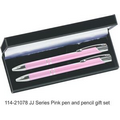 JJ Series Pen and Pencil Gift Set in Black Velvet Gift Box - Pink
